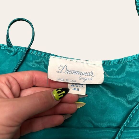 Vintage Green Satin Camisole Dreamwear Lingerie - Picture 4 of 5